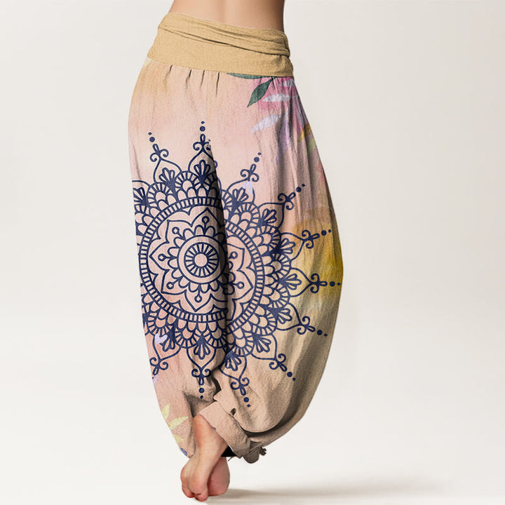 Pantalones harén informales con estampado de mandala y Buddha Stones para mujer - image 1