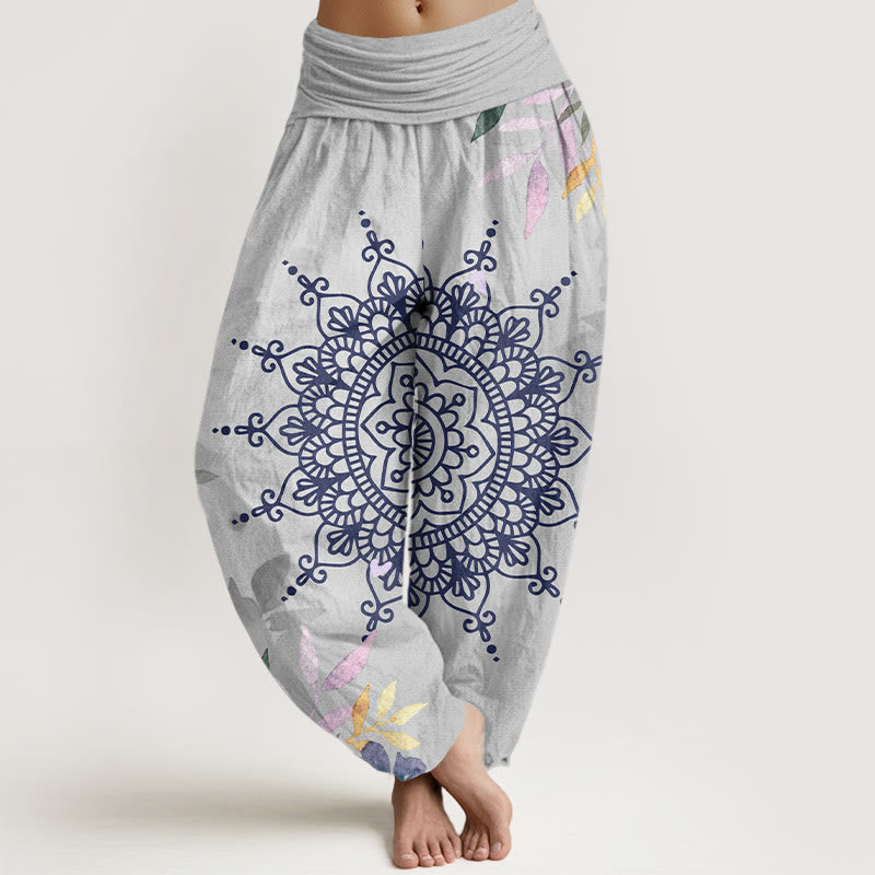 Pantalones harén informales con estampado de mandala y Buddha Stones para mujer - Gainsboro - US22，UK/AU26，EU54 (6XL) - image 8