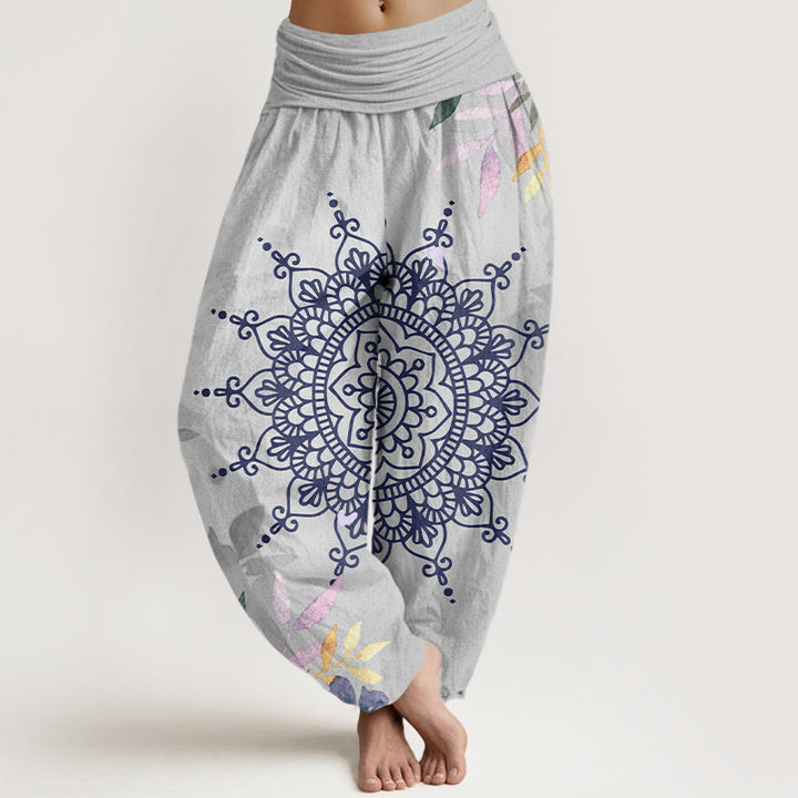 Pantalones harén informales con estampado de mandala y Buddha Stones para mujer - Gainsboro - US22，UK/AU26，EU54 (6XL) - image 8