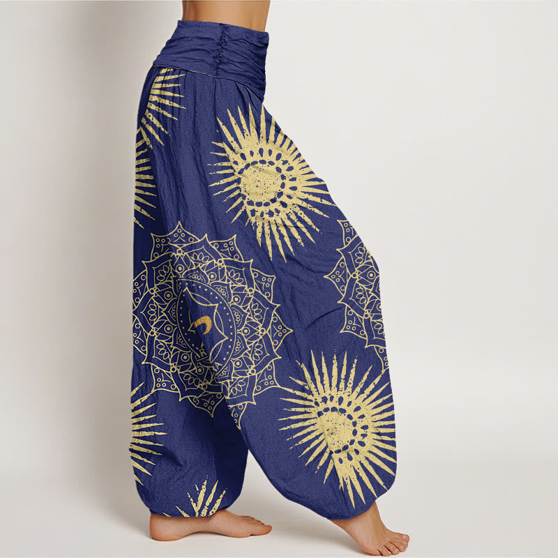 Pantalones harén para mujer con diseño de mandala, símbolo Om y sol, con Buddha Stones - image 6