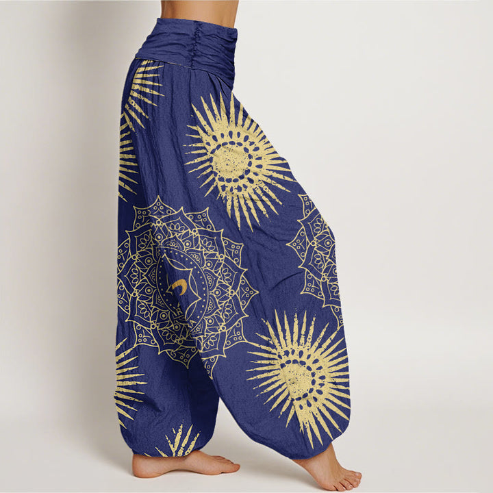 Pantalones harén para mujer con diseño de mandala, símbolo Om y sol, con Buddha Stones - image 6
