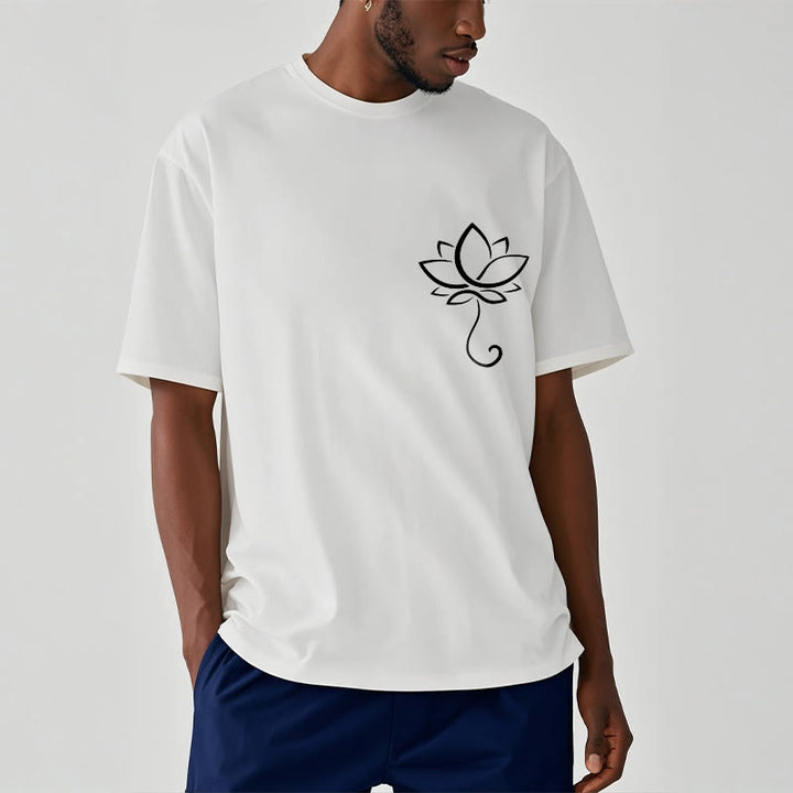 Camiseta informal con estampado de flor de loto y Buddha Stones - image 9