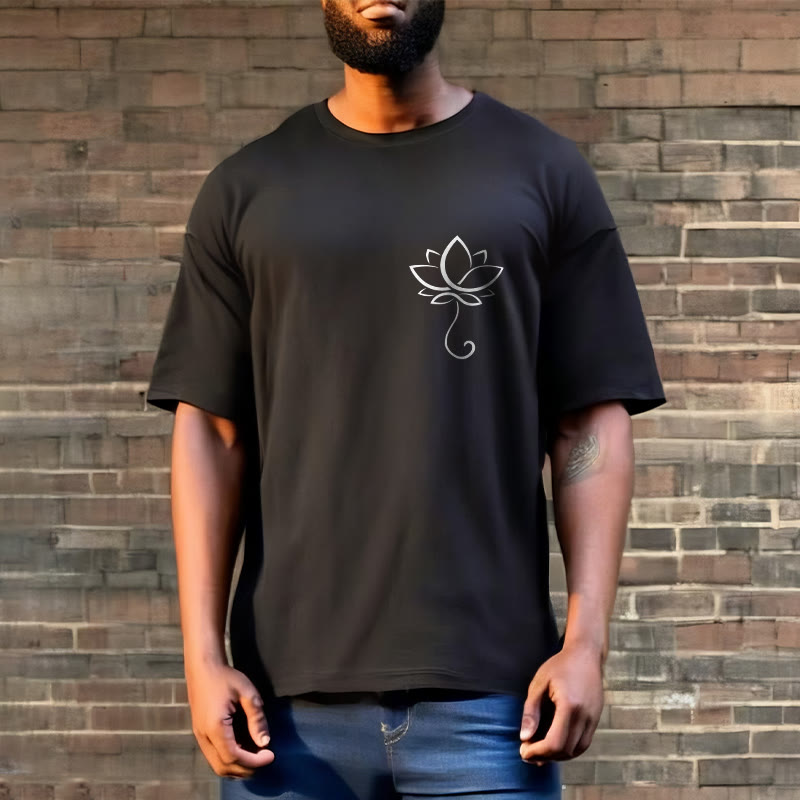 Camiseta informal con estampado de flor de loto y Buddha Stones - image 6
