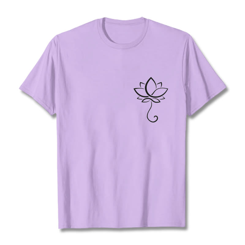 Camiseta informal con estampado de flor de loto y Buddha Stones - Ciruela - 2XL - image 17
