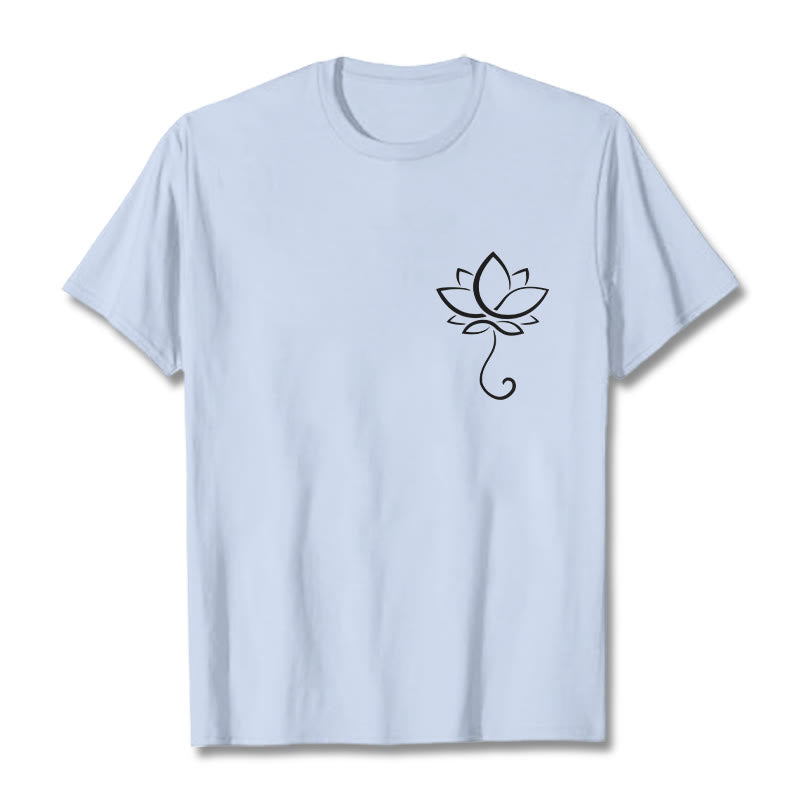 Camiseta informal con estampado de flor de loto y Buddha Stones - Cian claro - 2XL - image 19