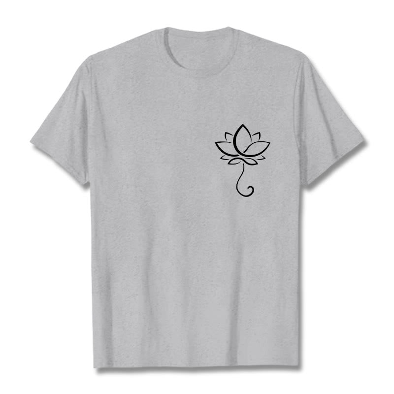 Camiseta informal con estampado de flor de loto y Buddha Stones - Gris claro - 2XL - image 20