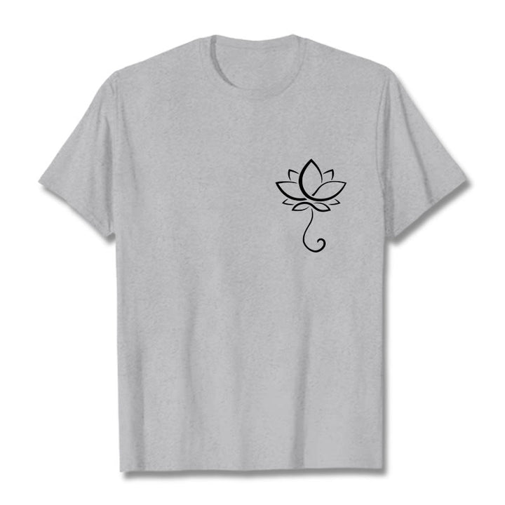 Camiseta informal con estampado de flor de loto y Buddha Stones - Gris claro - 2XL - image 20