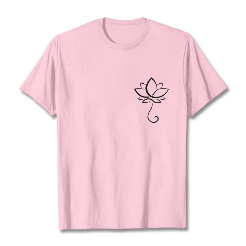 Camiseta informal con estampado de flor de loto y Buddha Stones - Rosa claro - 2XL - image 13