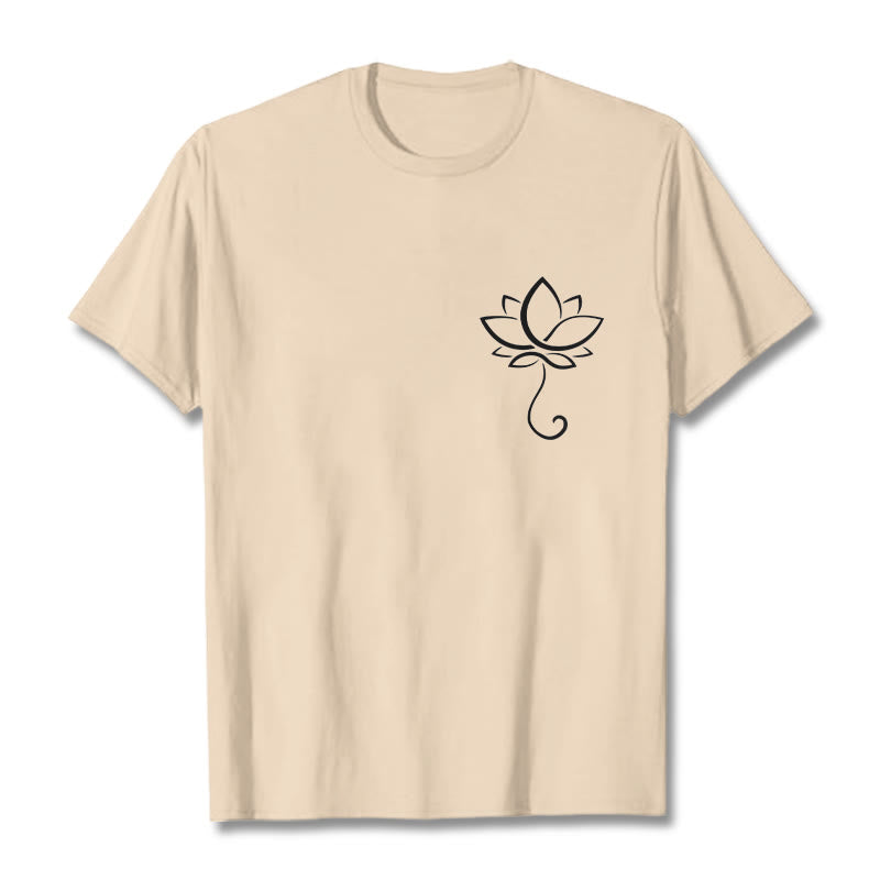 Camiseta informal con estampado de flor de loto y Buddha Stones - Sopa de mariscos - 2XL - image 11
