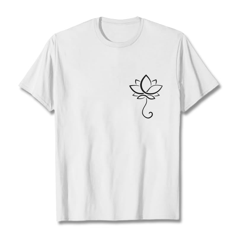 Camiseta informal con estampado de flor de loto y Buddha Stones - Blanco - 2XL - image 8
