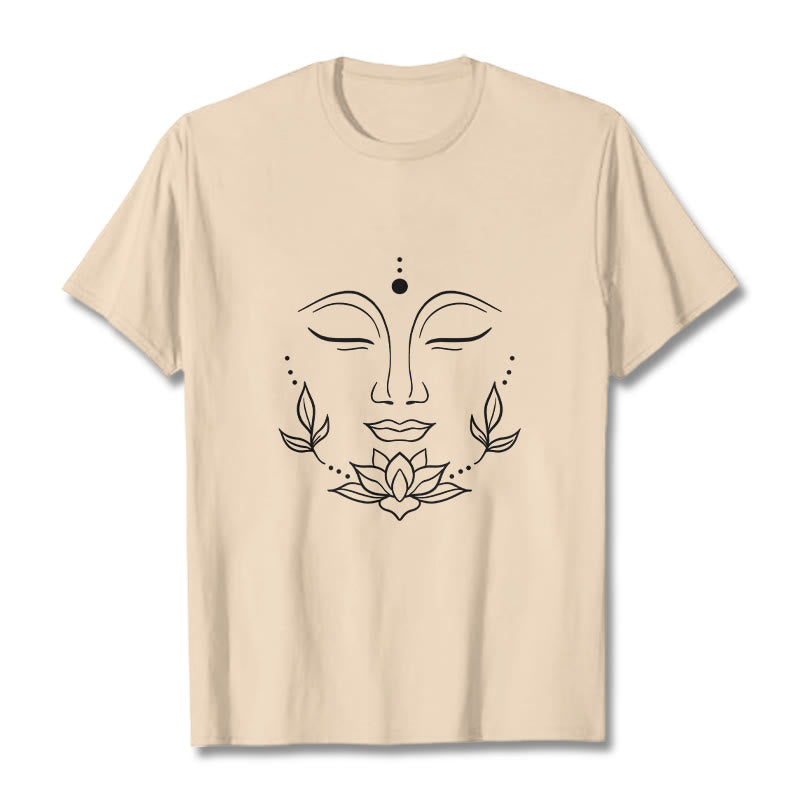 Camiseta informal con estampado de flor de loto y cara de Buda con Buddha Stones - Sopa de mariscos - 2XL - image 9