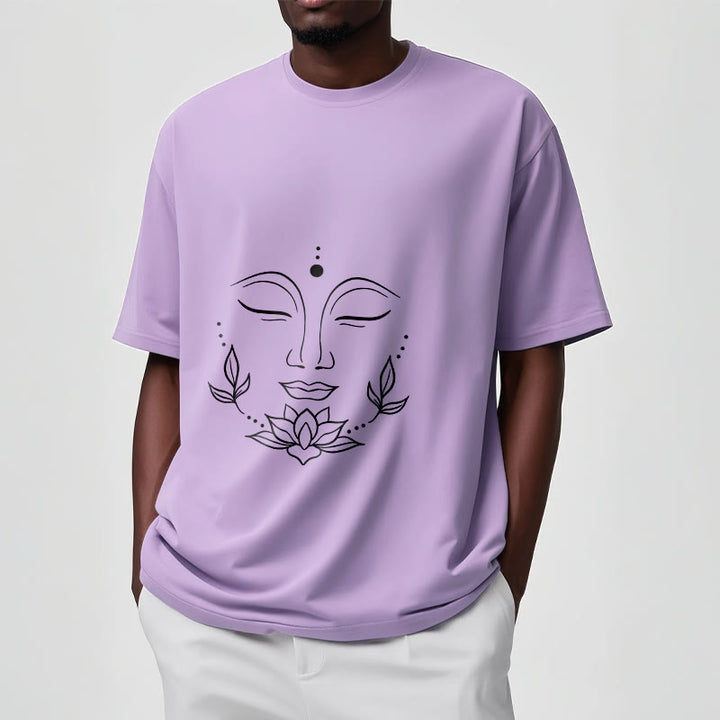 Camiseta informal con estampado de flor de loto y cara de Buda con Buddha Stones - image 18