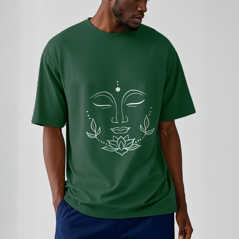 Camiseta informal con estampado de flor de loto y cara de Buda con Buddha Stones - image 12
