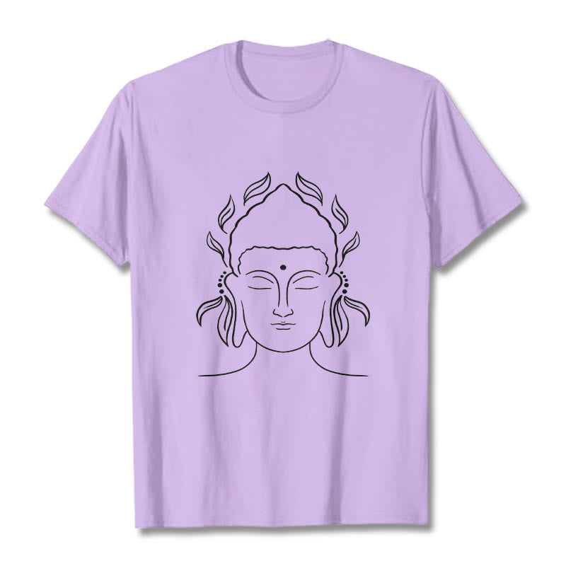 Camiseta informal con diseño de pétalos de loto y contorno de Buda con Buddha Stones - Ciruela - 2XL - image 17