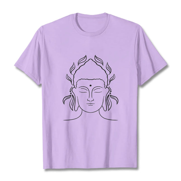 Camiseta informal con diseño de pétalos de loto y contorno de Buda con Buddha Stones - Ciruela - 2XL - image 17