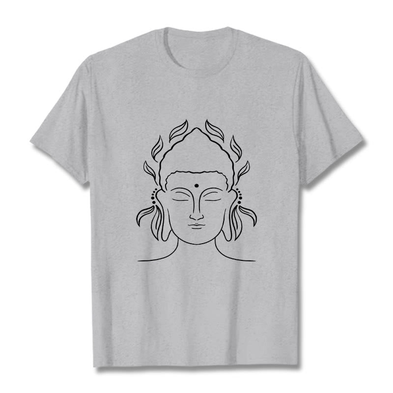 Camiseta informal con diseño de pétalos de loto y contorno de Buda con Buddha Stones - Gris claro - 2XL - image 20