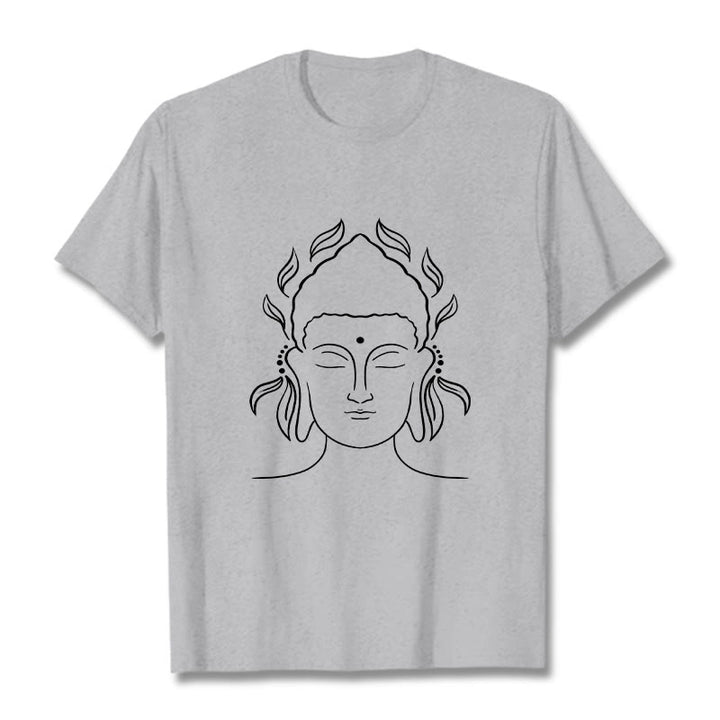 Camiseta informal con diseño de pétalos de loto y contorno de Buda con Buddha Stones - Gris claro - 2XL - image 20