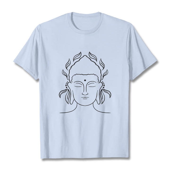 Camiseta informal con diseño de pétalos de loto y contorno de Buda con Buddha Stones - Cian claro - 2XL - image 19
