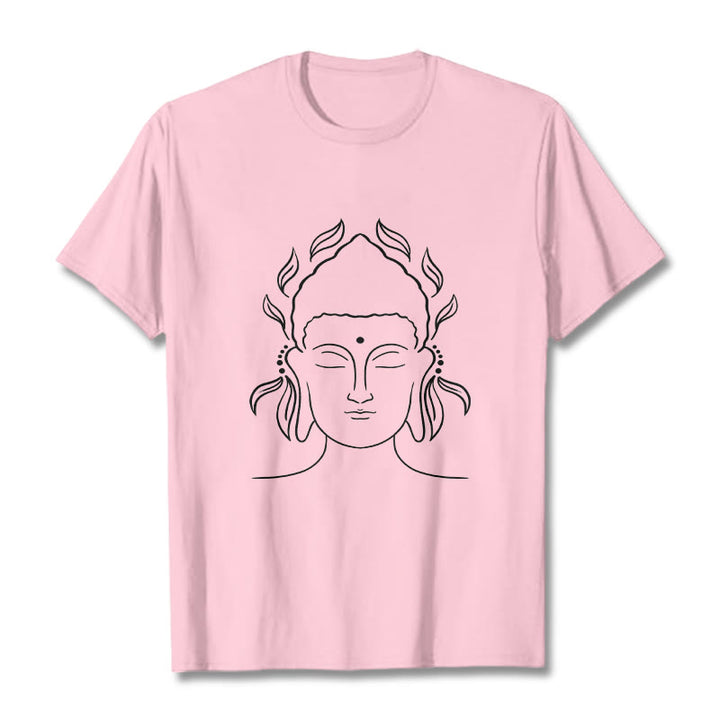 Camiseta informal con diseño de pétalos de loto y contorno de Buda con Buddha Stones - Rosa claro - 2XL - image 13