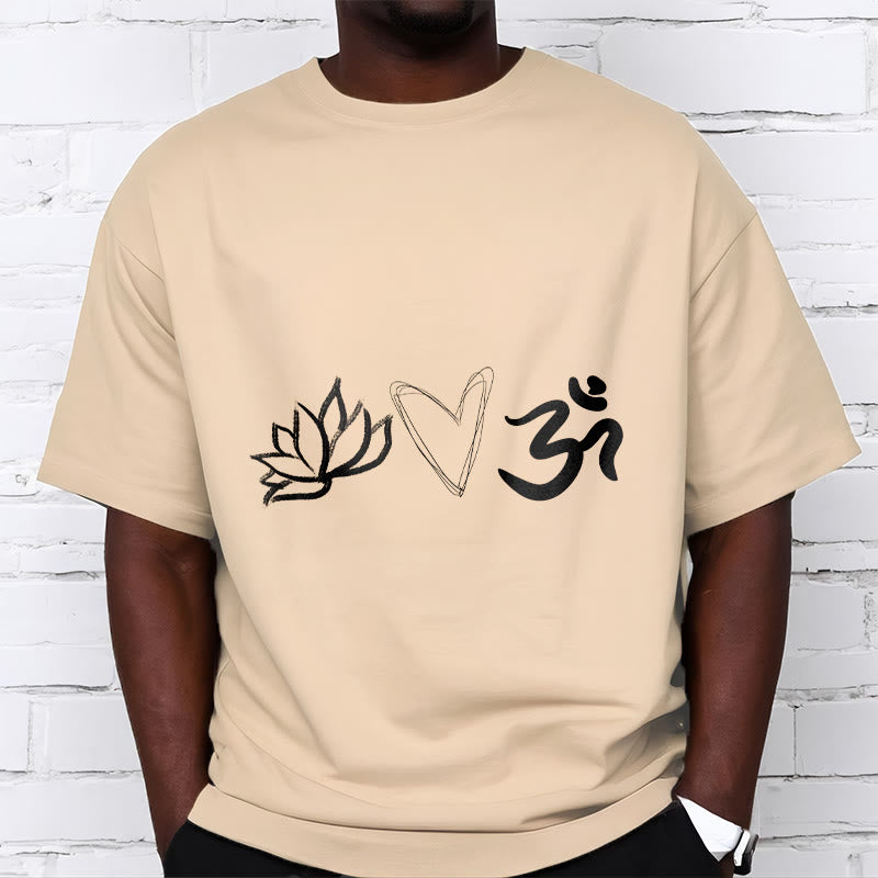 Camiseta informal de algodón con estampado de corazón de loto y Buddha Stones , símbolo Om en sánscrito - image 12