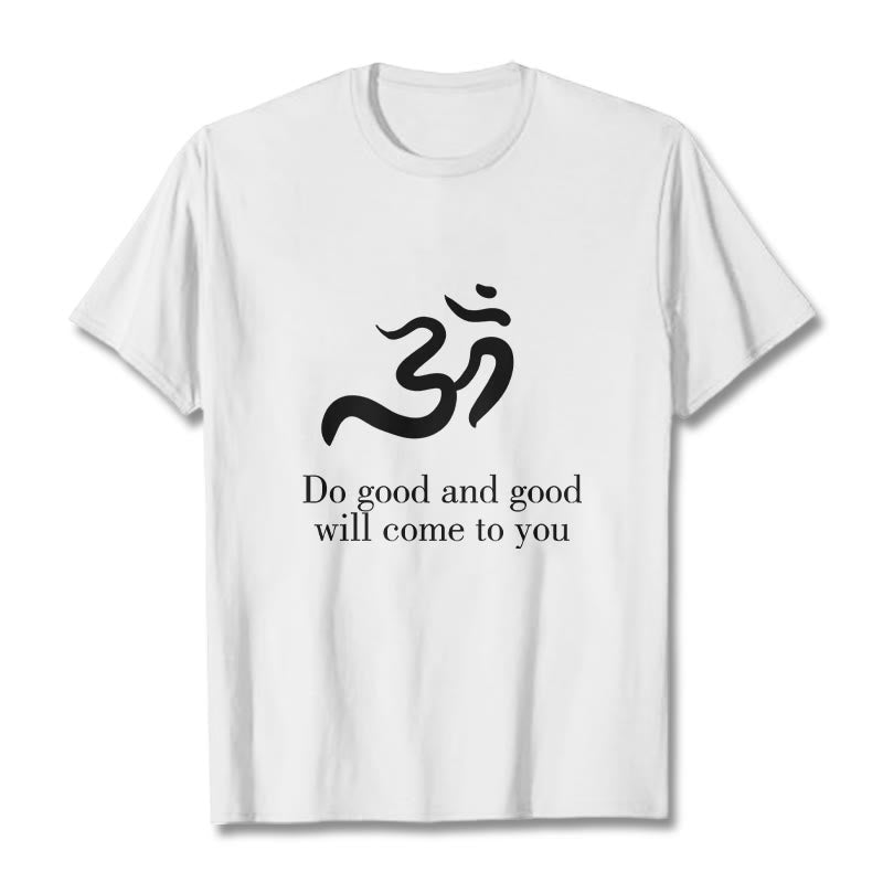 Camiseta de algodón con diseño espiritual sánscrito y símbolo Om de Buddha Stones - Blanco - 2XL - image 6