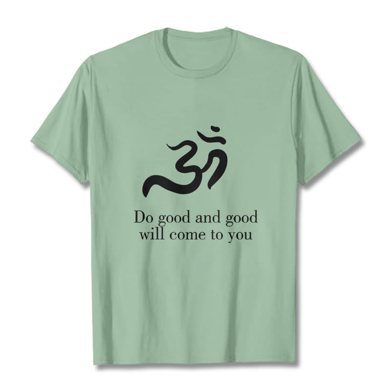 Camiseta de algodón con diseño espiritual sánscrito y símbolo Om de Buddha Stones - Verde pálido - 2XL - image 15