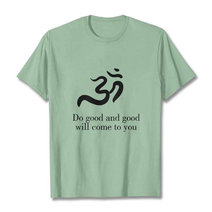 Camiseta de algodón con diseño espiritual sánscrito y símbolo Om de Buddha Stones - Verde pálido - 2XL - image 15