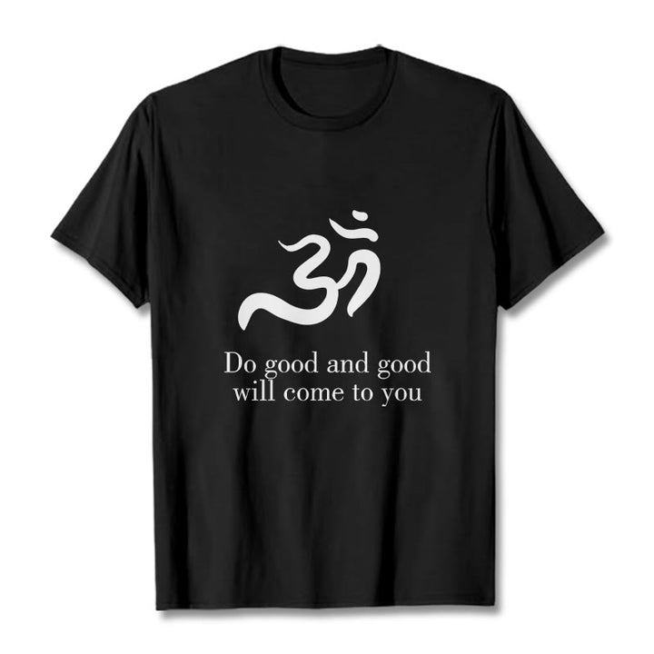 Camiseta de algodón con diseño espiritual sánscrito y símbolo Om de Buddha Stones - Negro - 2XL - image 1