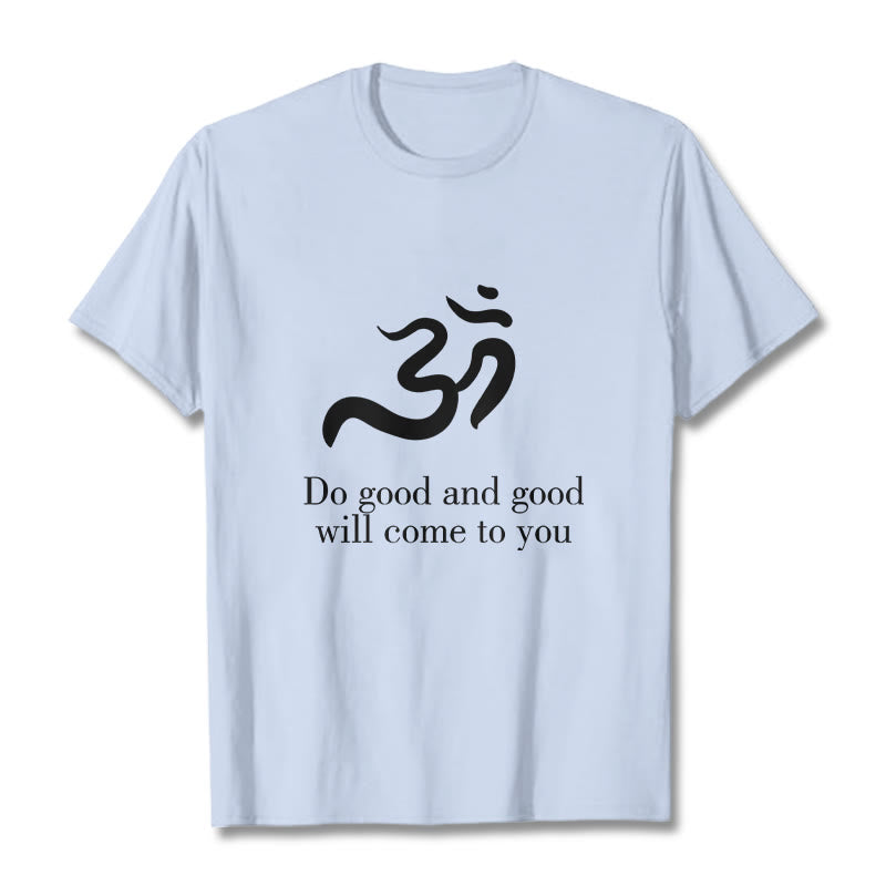 Camiseta de algodón con diseño espiritual sánscrito y símbolo Om de Buddha Stones - Cian claro - 2XL - image 19