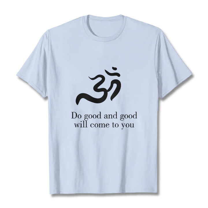 Camiseta de algodón con diseño espiritual sánscrito y símbolo Om de Buddha Stones - Cian claro - 2XL - image 19