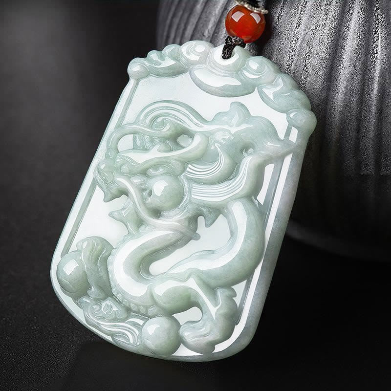 Collar con colgante de amuleto de abundancia del zodíaco chino de 12 Buddha Stones de jade natural - Dragón - image 1