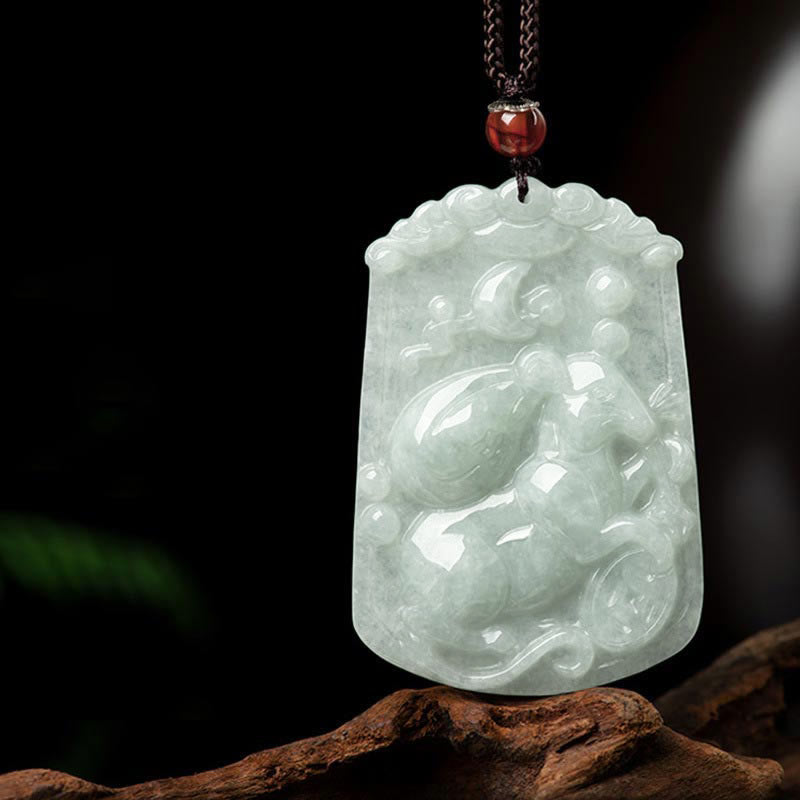 Collar con colgante de amuleto de abundancia del zodíaco chino de 12 Buddha Stones de jade natural - Rata - image 11