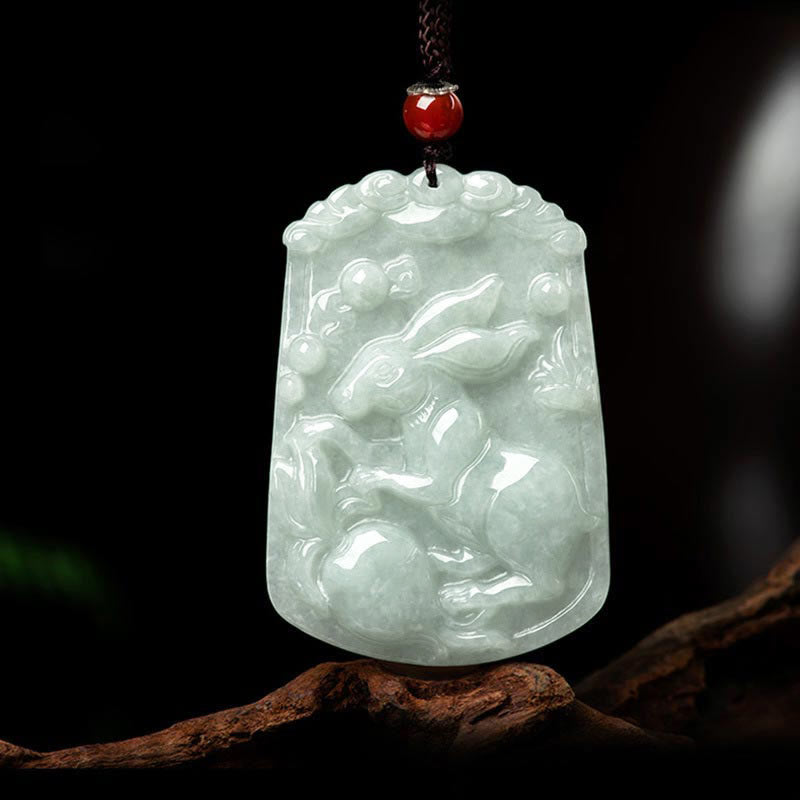 Collar con colgante de amuleto de abundancia del zodíaco chino de 12 Buddha Stones de jade natural - Conejo - image 16