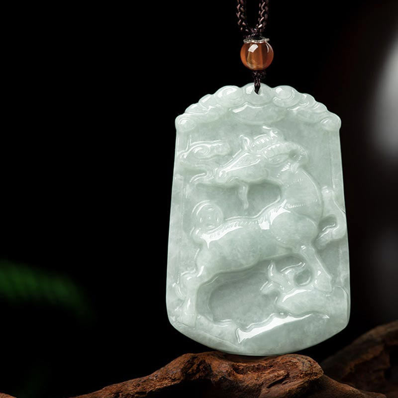 Collar con colgante de amuleto de abundancia del zodíaco chino de 12 Buddha Stones de jade natural - Cabra - image 21