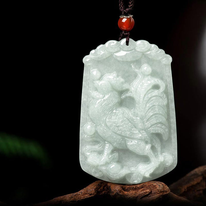 Collar con colgante de amuleto de abundancia del zodíaco chino de 12 Buddha Stones de jade natural - Gallo - image 23