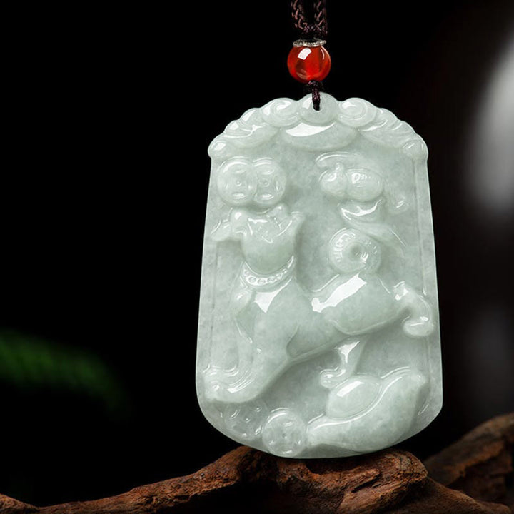 Collar con colgante de amuleto de abundancia del zodíaco chino de 12 Buddha Stones de jade natural - Perro - image 24
