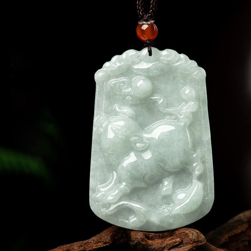 Collar con colgante de amuleto de abundancia del zodíaco chino de 12 Buddha Stones de jade natural - Cerdo - image 25