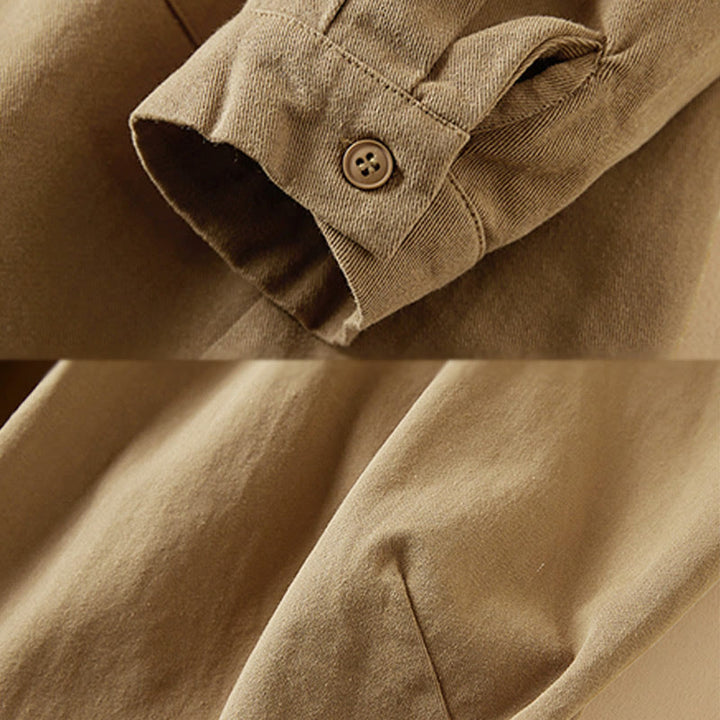 Chaqueta de lino y algodón de manga larga para mujer con solapa y bolsillos, diseño irregular de Buddha Stones Fall - image 8