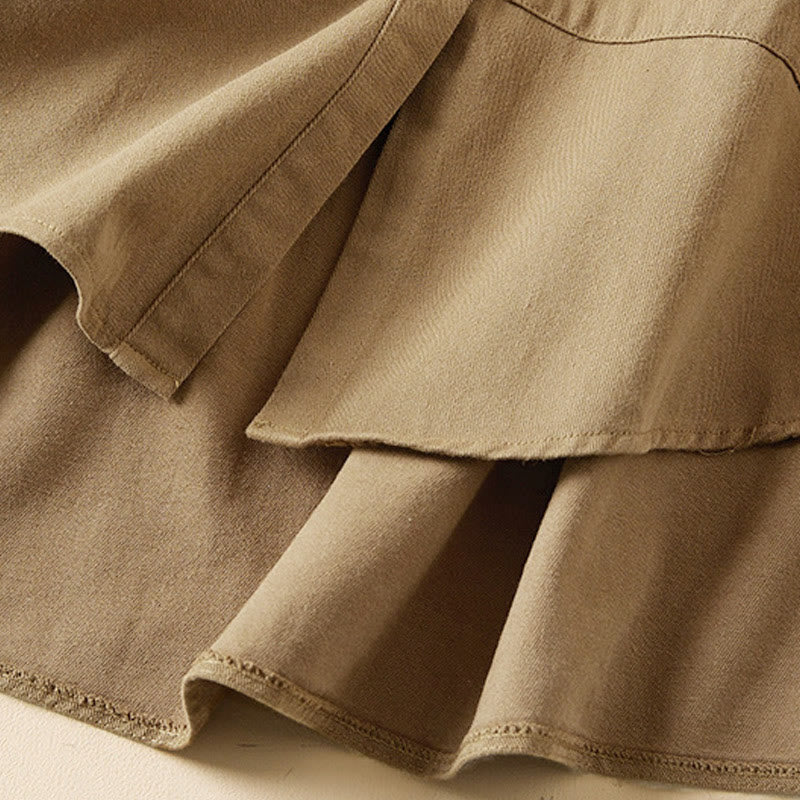 Chaqueta de lino y algodón de manga larga para mujer con solapa y bolsillos, diseño irregular de Buddha Stones Fall - image 6