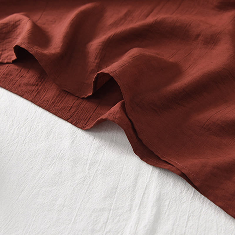 Vestido midi de lino y algodón con mangas cortas y diseño