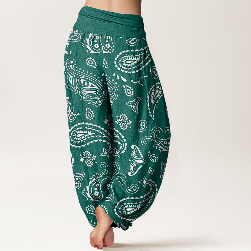 Pantalones Buddha Stones casuales con estampado clásico de cachemira y cintura elástica para mujer - image 3