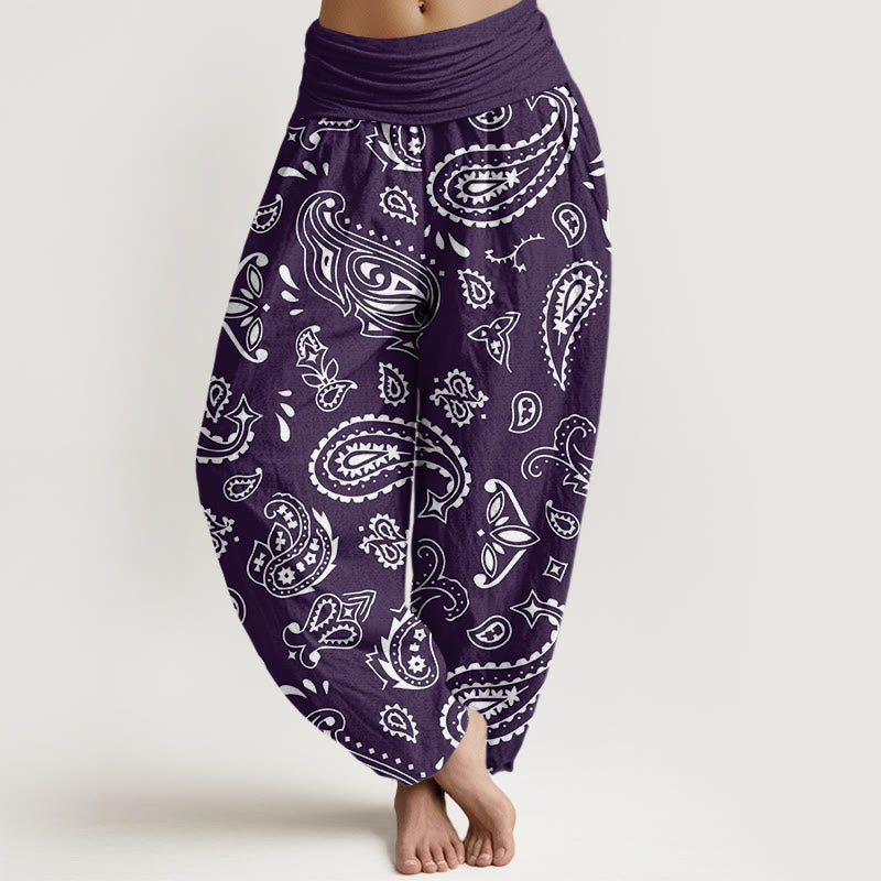 Pantalones Buddha Stones casuales con estampado clásico de cachemira y cintura elástica para mujer - Índigo - US22，UK/AU26，EU54 (6XL) - image 5