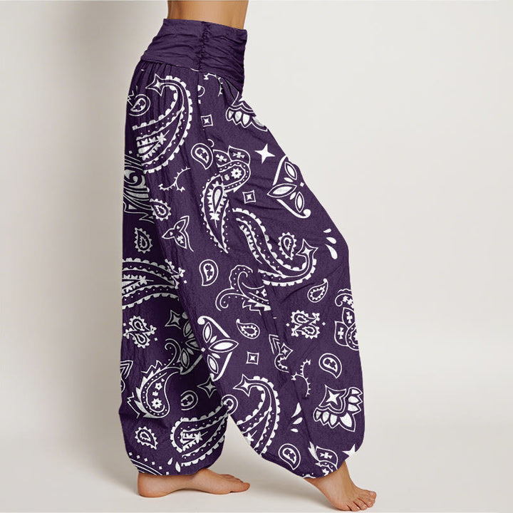 Pantalones Buddha Stones casuales con estampado clásico de cachemira y cintura elástica para mujer - image 6