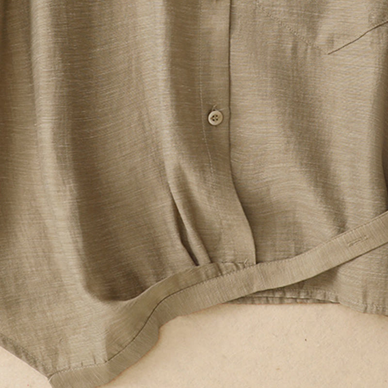 Conjunto de 2 piezas de camisa de manga corta con estampado de Buddha Stones y falda de 7-8 de largo con bolsillos de algodón y lino para mujer - image 6