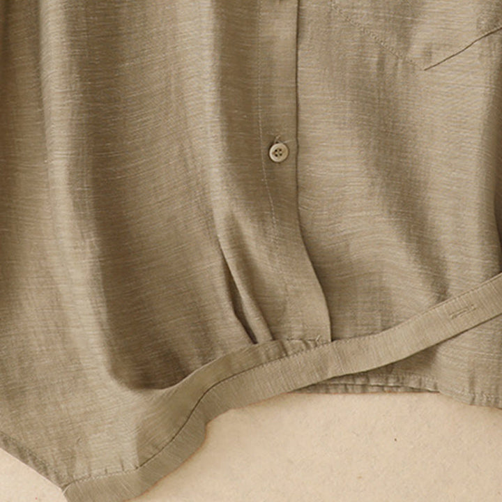 Conjunto de 2 piezas de camisa de manga corta con estampado de Buddha Stones y falda de 7-8 de largo con bolsillos de algodón y lino para mujer - image 6