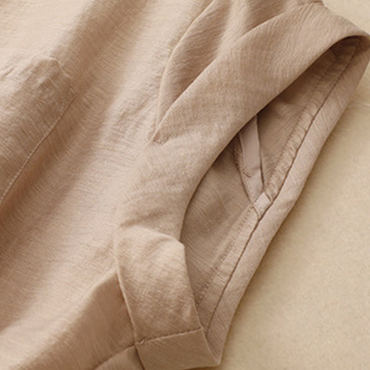 Conjunto de 2 piezas de camisa de manga corta con estampado de Buddha Stones y falda de 7-8 de largo con bolsillos de algodón y lino para mujer - image 19