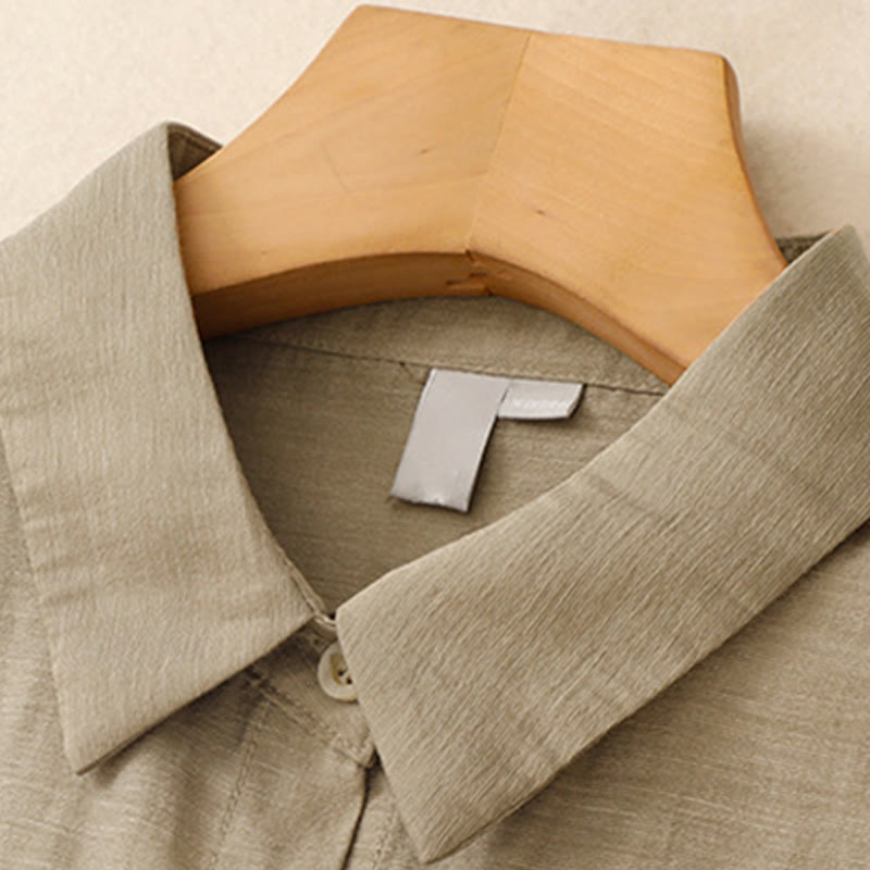 Conjunto de 2 piezas de camisa de manga corta con estampado de Buddha Stones y falda de 7-8 de largo con bolsillos de algodón y lino para mujer - image 4