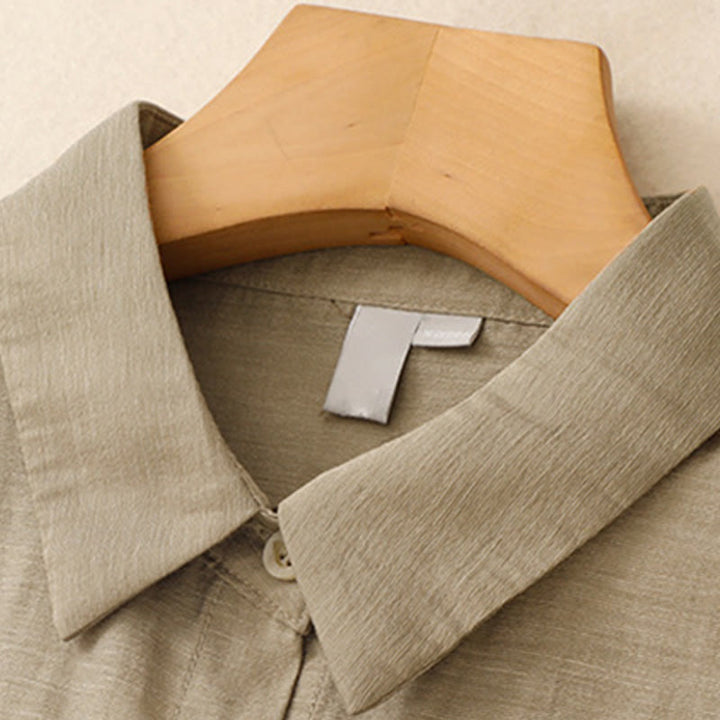 Conjunto de 2 piezas de camisa de manga corta con estampado de Buddha Stones y falda de 7-8 de largo con bolsillos de algodón y lino para mujer - image 4