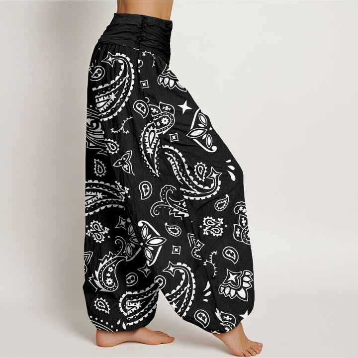Pantalones Buddha Stones casuales con estampado clásico de cachemira y cintura elástica para mujer - image 9