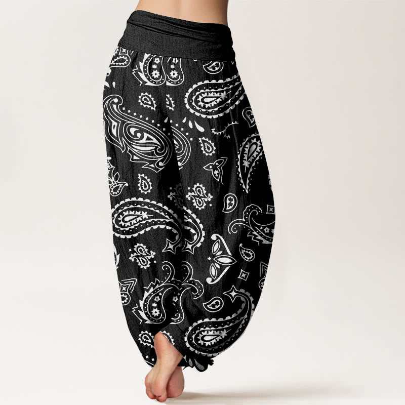 Pantalones Buddha Stones casuales con estampado clásico de cachemira y cintura elástica para mujer - image 10